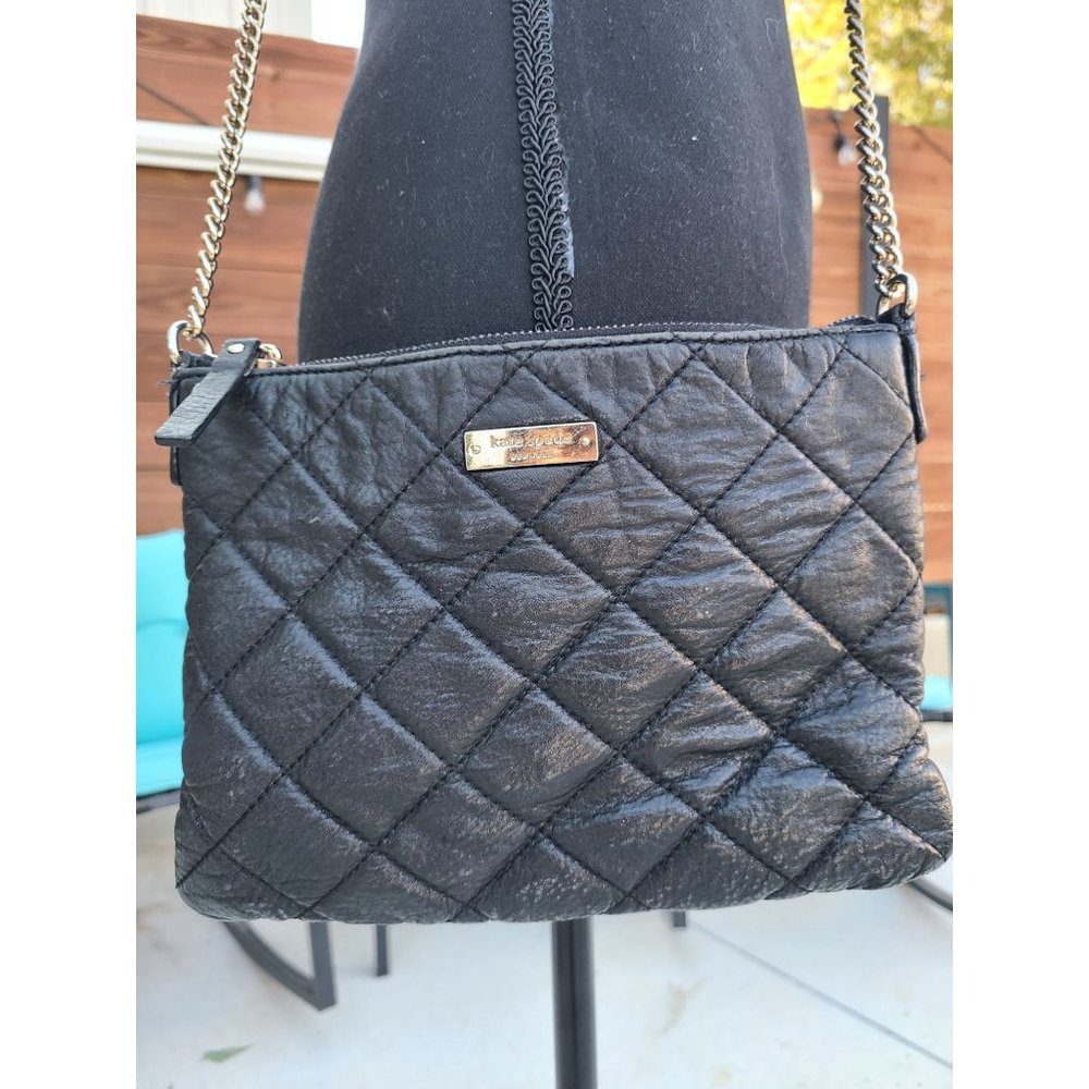 Kate Spade New York Maryanne Quilted Bag Soft Black Leather Chain Strap